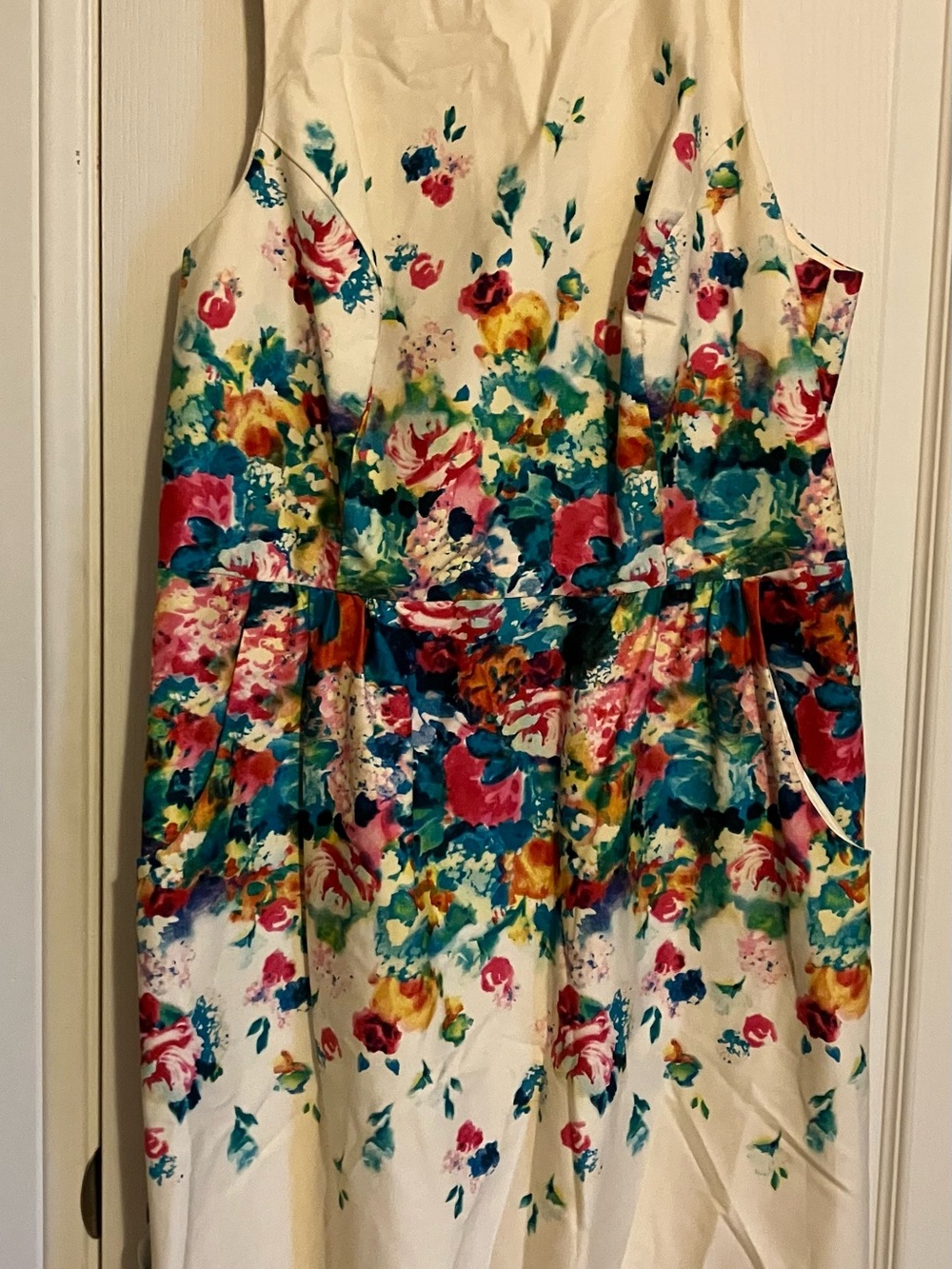 Maeve cream Sleeveless Dress with Multicolor Floral Print